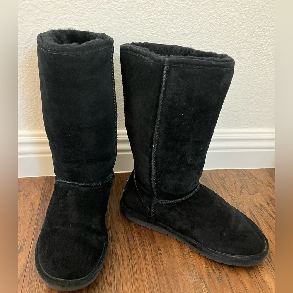 Bearpaw Womens Emma Black Snow Casual Boots Outerwear Size 7 Shearling  Furry